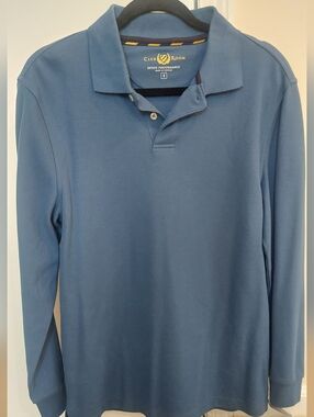 Club Room Men's Long-Sleeve Polo in Slate Blue